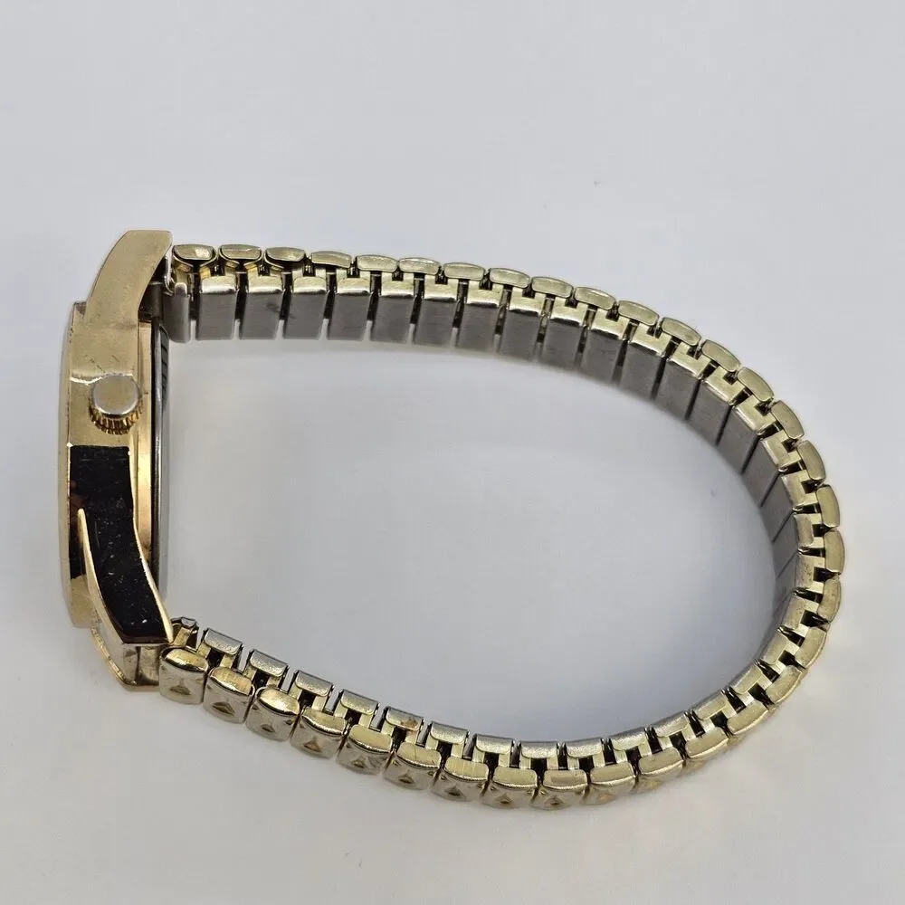 28MM Women's Watch White‎ Dial Gold Case Expandable Band 6
